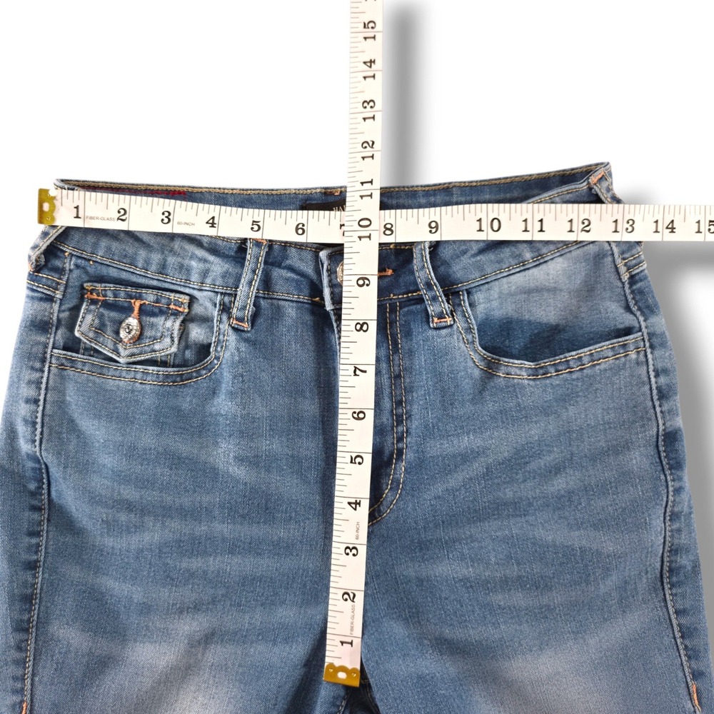 True Religion Halle High Rise Super Skinny Raw Hem Flap Pocket Blue Jeans 25 - Picture 10 of 11